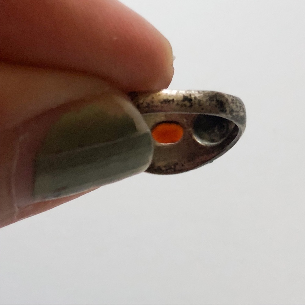 Vintage silver metal (sterling?) & faceted red stone (garnet?) ring sz 5.5-5.75 - Picture 6 of 14